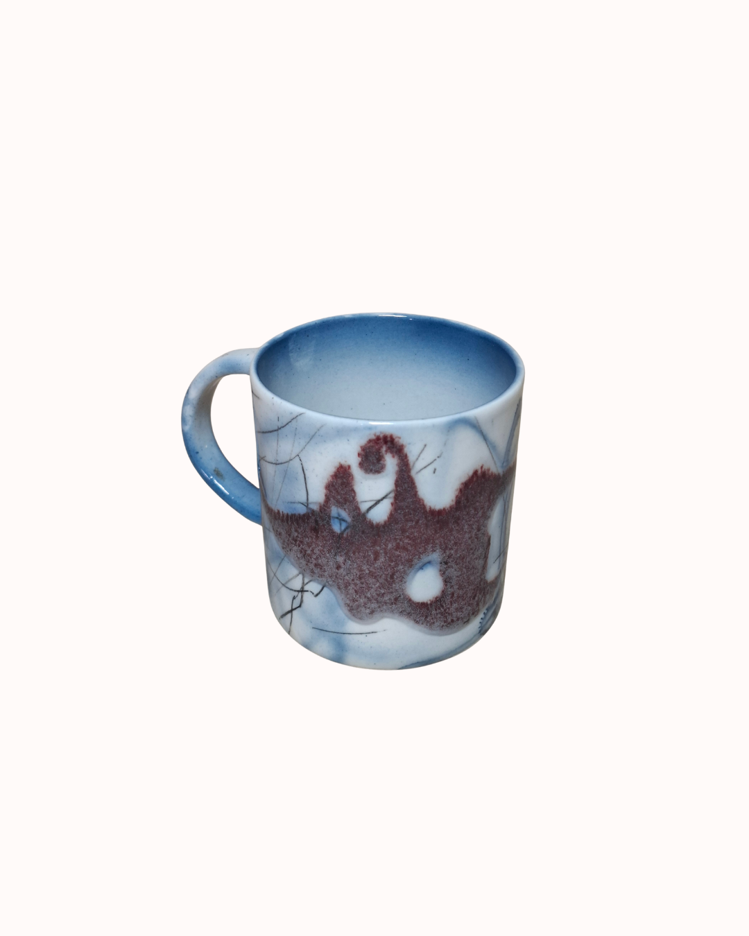 Fragile Stuff blue rim mug