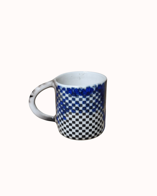 Fragile Stuff chequered mug